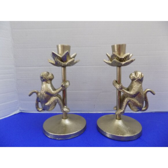 New Monkey Candle Holders Ape Chimps Statue Figurine - Picture 4 of 4